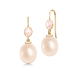 Callas Gold Plated Earrings w. Quartz & Rose Pearls