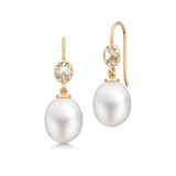 Callas Gold Plated Earrings w. Quartz & White Pearls