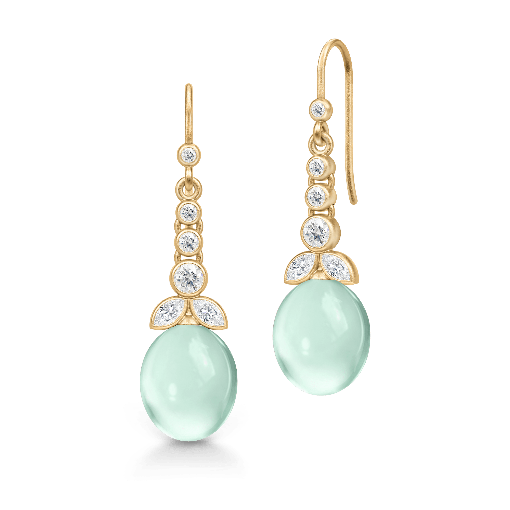 Treasure Chandelier Aqua Green Amethyst Gold Plated Earrings
