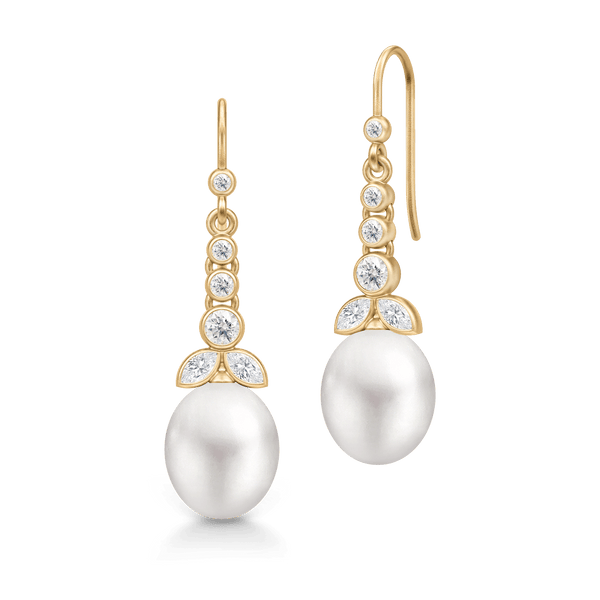 Treasure Chandelier White Pearl Gold Plated Earrings