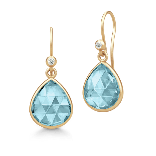 Lea Aqua Blue Gold Plated Earrings