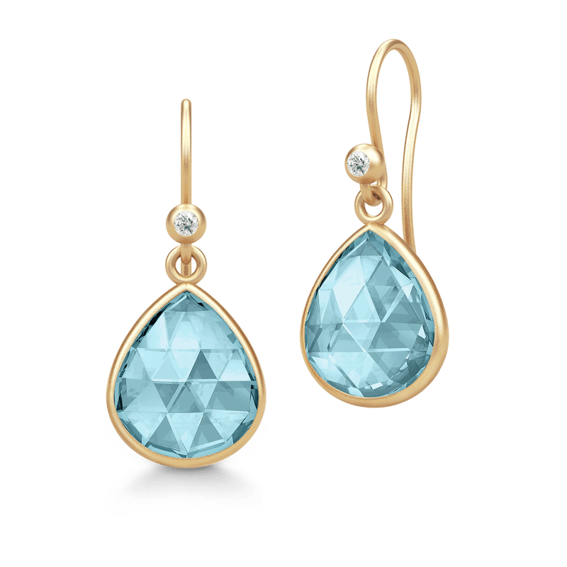 Lea Aqua Blue Gold Plated Earrings