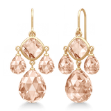 Olivia Chandelier Peach Morganite Gold Plated Earrings w. Crystal