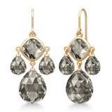 Olivia Chandelier Smokey Gold Plated Earrings w. Crystal