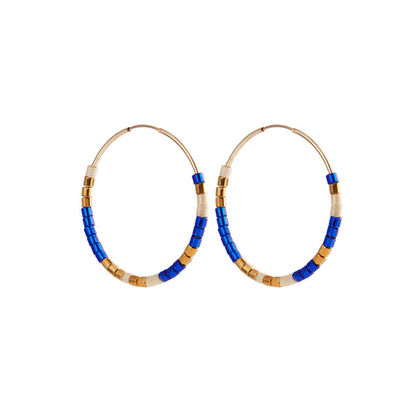 Blue Summer Gold Filled Hoops