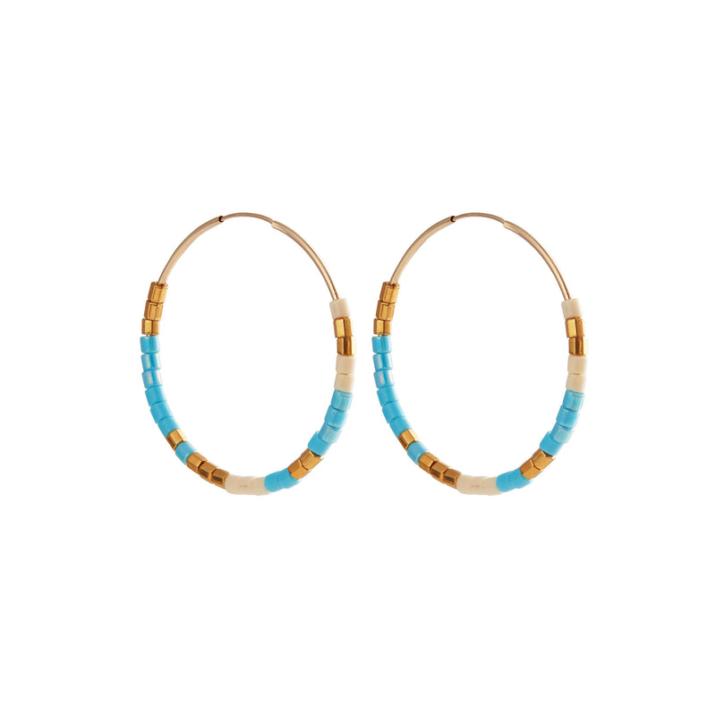 Turquiose Summer Gold Filled Hoops