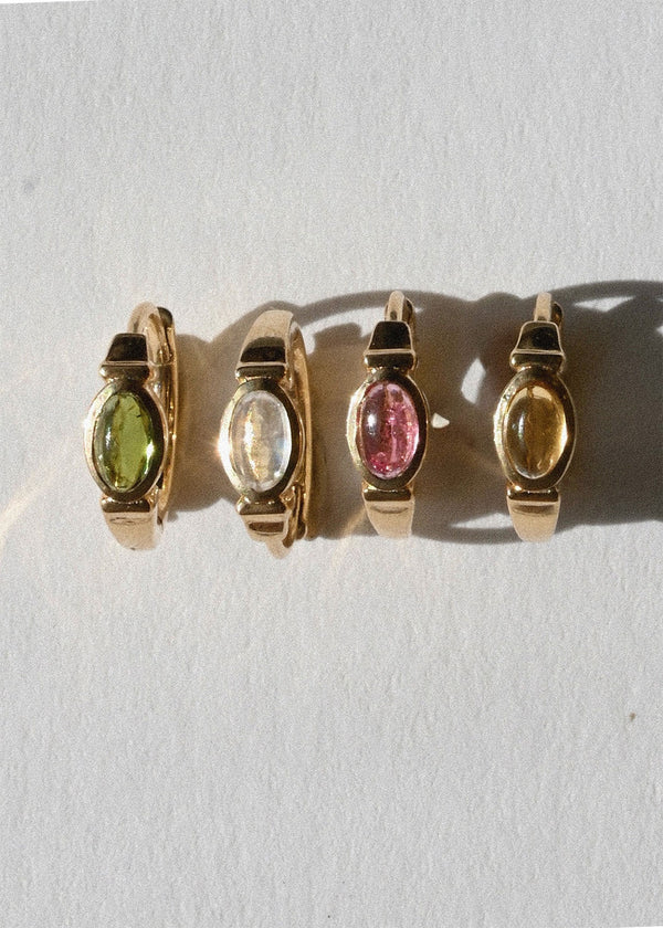 Rondelle 9K Gold Clicker Hoop w. Green Tourmaline