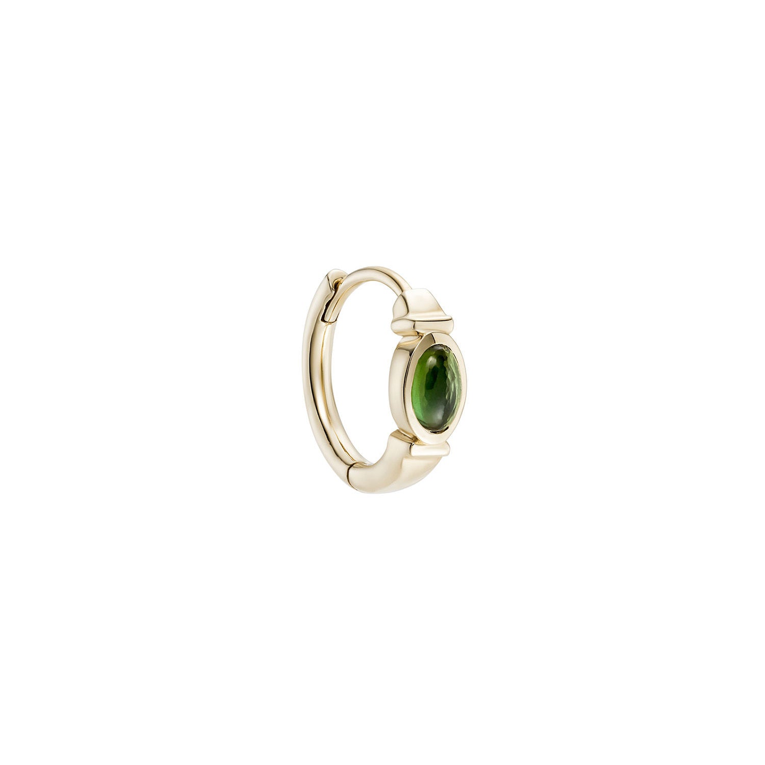 Rondelle 9K Gold Clicker Hoop w. Green Tourmaline