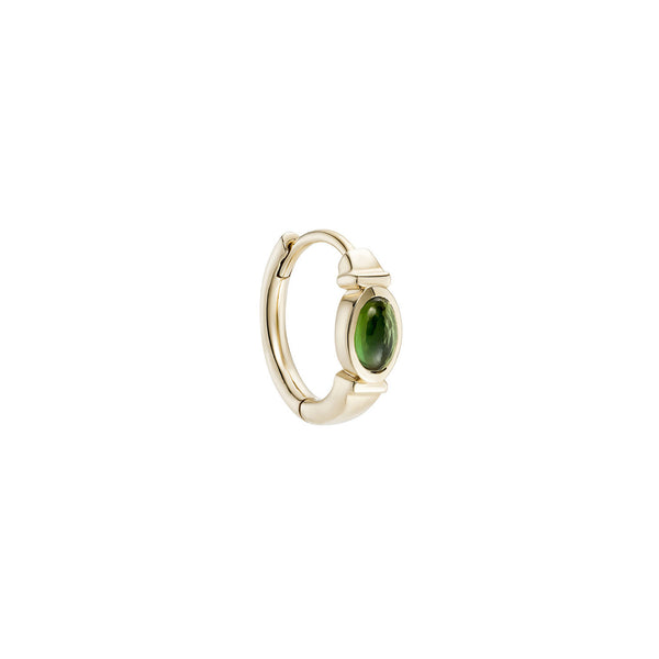 Rondelle 9K Gold Clicker Hoop w. Green Tourmaline