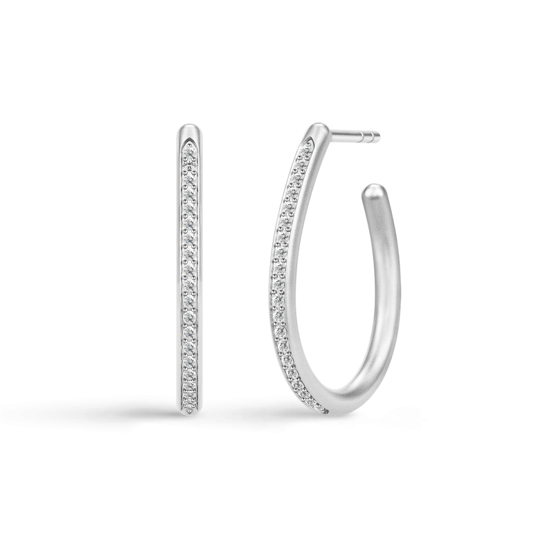 Infinity Pear Silver Hoops w. Zirconia