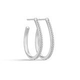 Infinity Pear Silver Hoops w. Zirconia