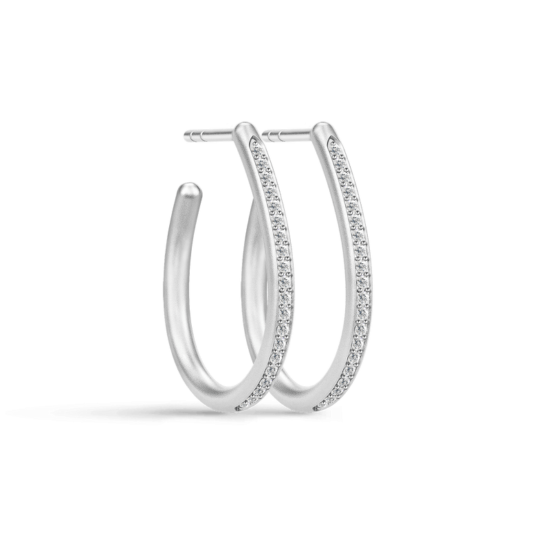 Infinity Pear Silver Hoops w. Zirconia