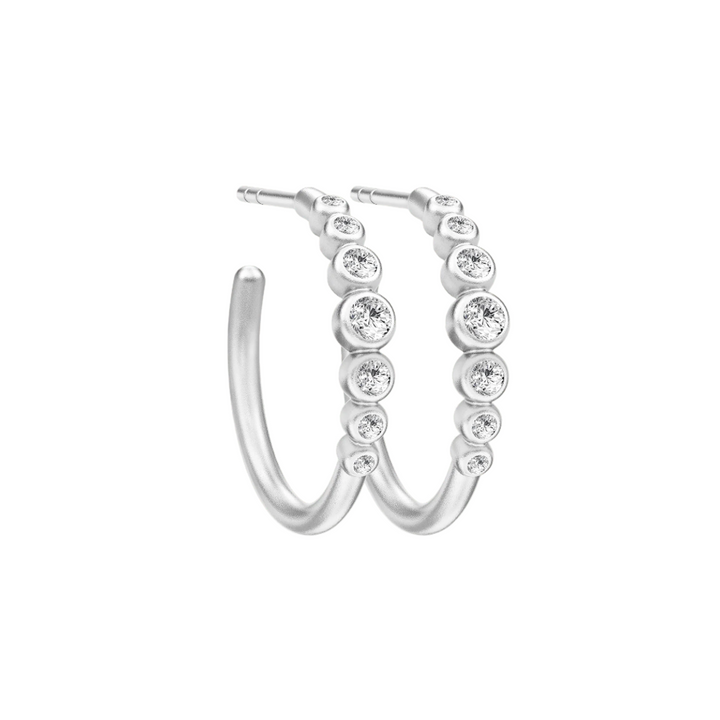 Grace Silver Hoops w. Zirconia