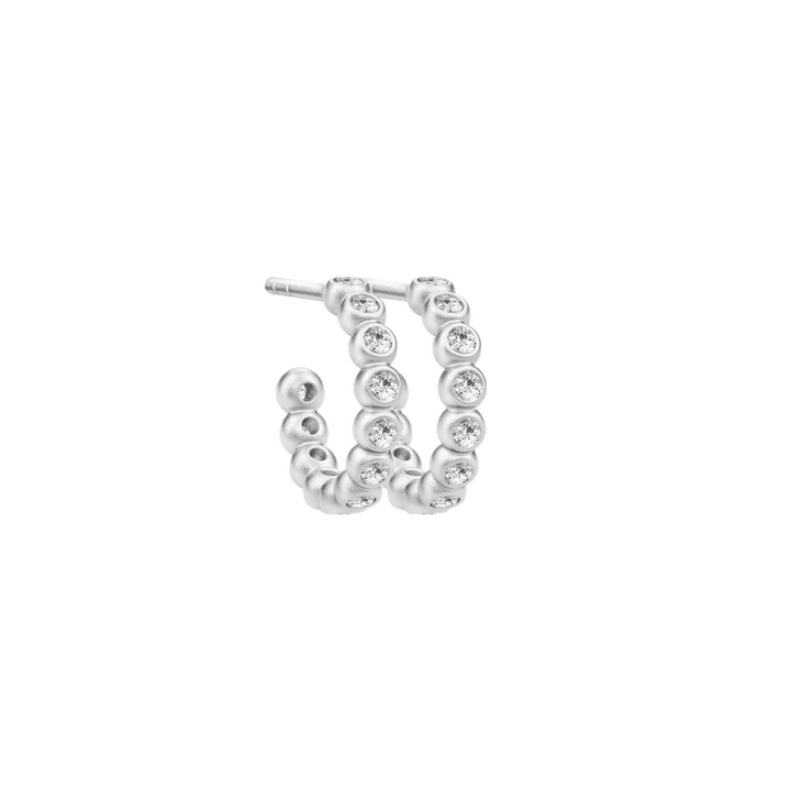 Grace Mini Silver Hoops w. Zirconia