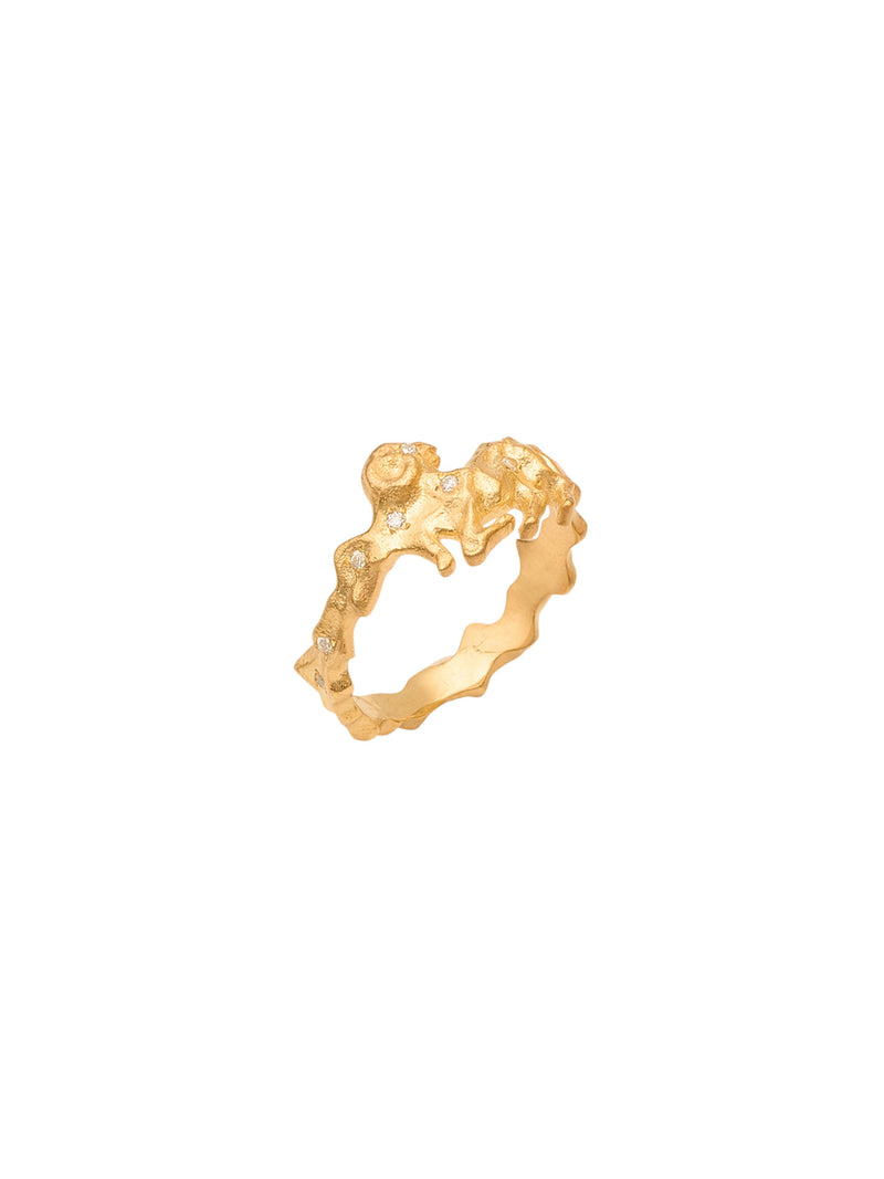 Aries 18K Gold Ring w. Diamonds