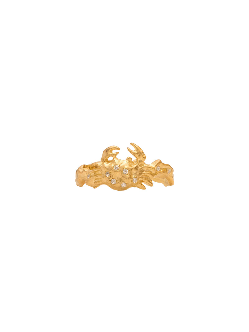 Cancer 18K Gold Ring w. Diamonds