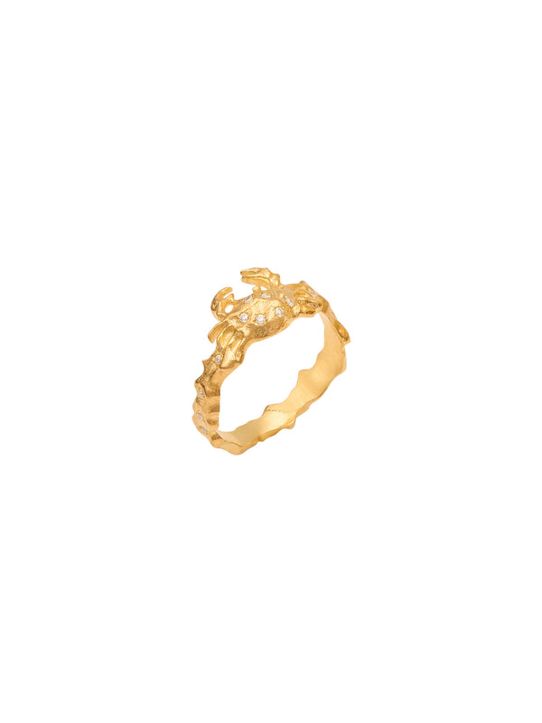 Cancer 18K Gold Ring w. Diamonds