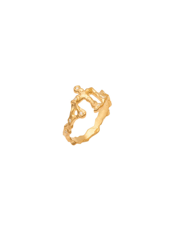 Libra 18K Gold Ring w. Diamonds