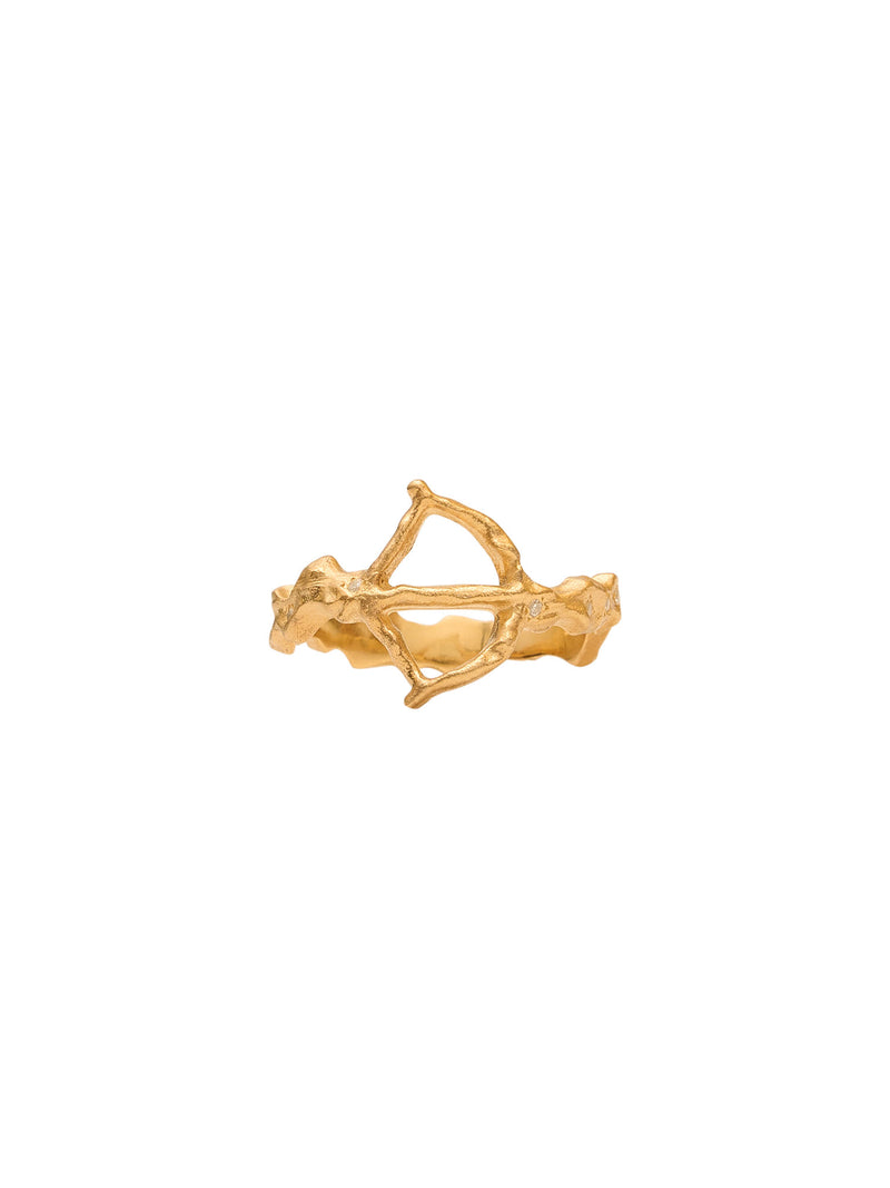 Sagittarius 18K Gold Ring w. Diamonds