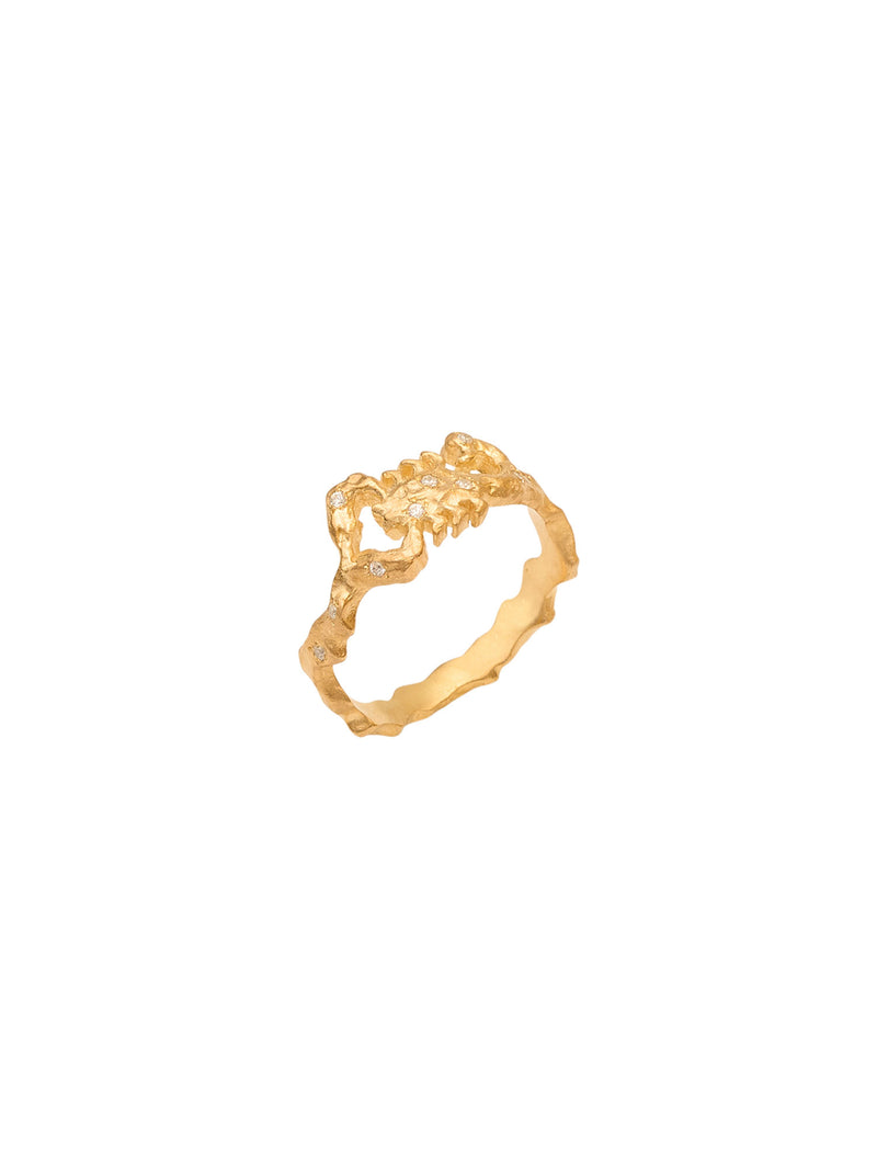 Scorpio 18K Gold Ring w. Diamonds