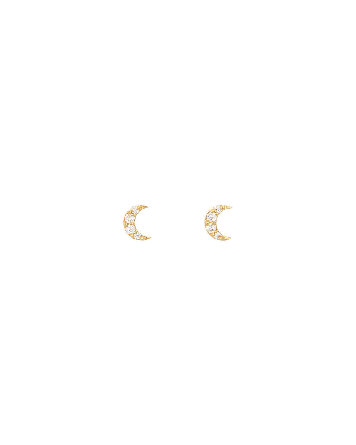 Half Moon 18K Gold Stud w. Diamonds