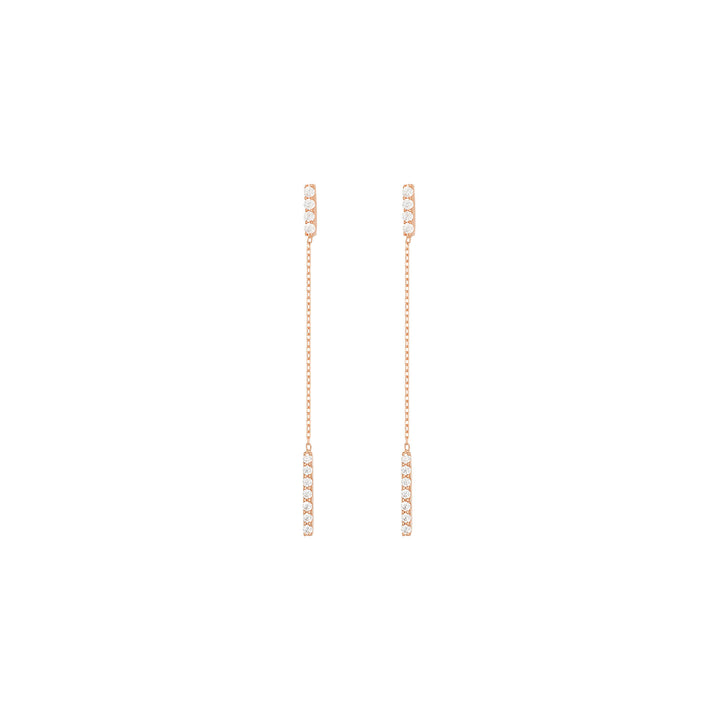 Hanging Bar 18K Rose Gold Earring w. Diamonds