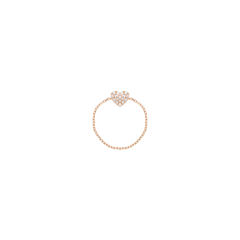Heart Chain 18K Rosegold Ring w. Diamonds