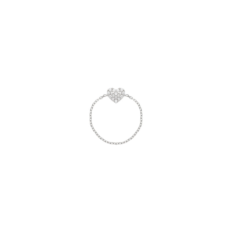 Heart Chain 18K Whitegold Ring w. Diamonds