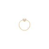 Heart Chain 18K Gold Ring w. Diamonds