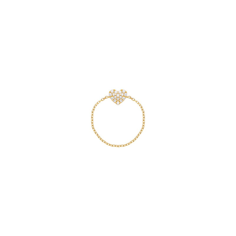 Heart Chain 18K Gold Ring w. Diamonds