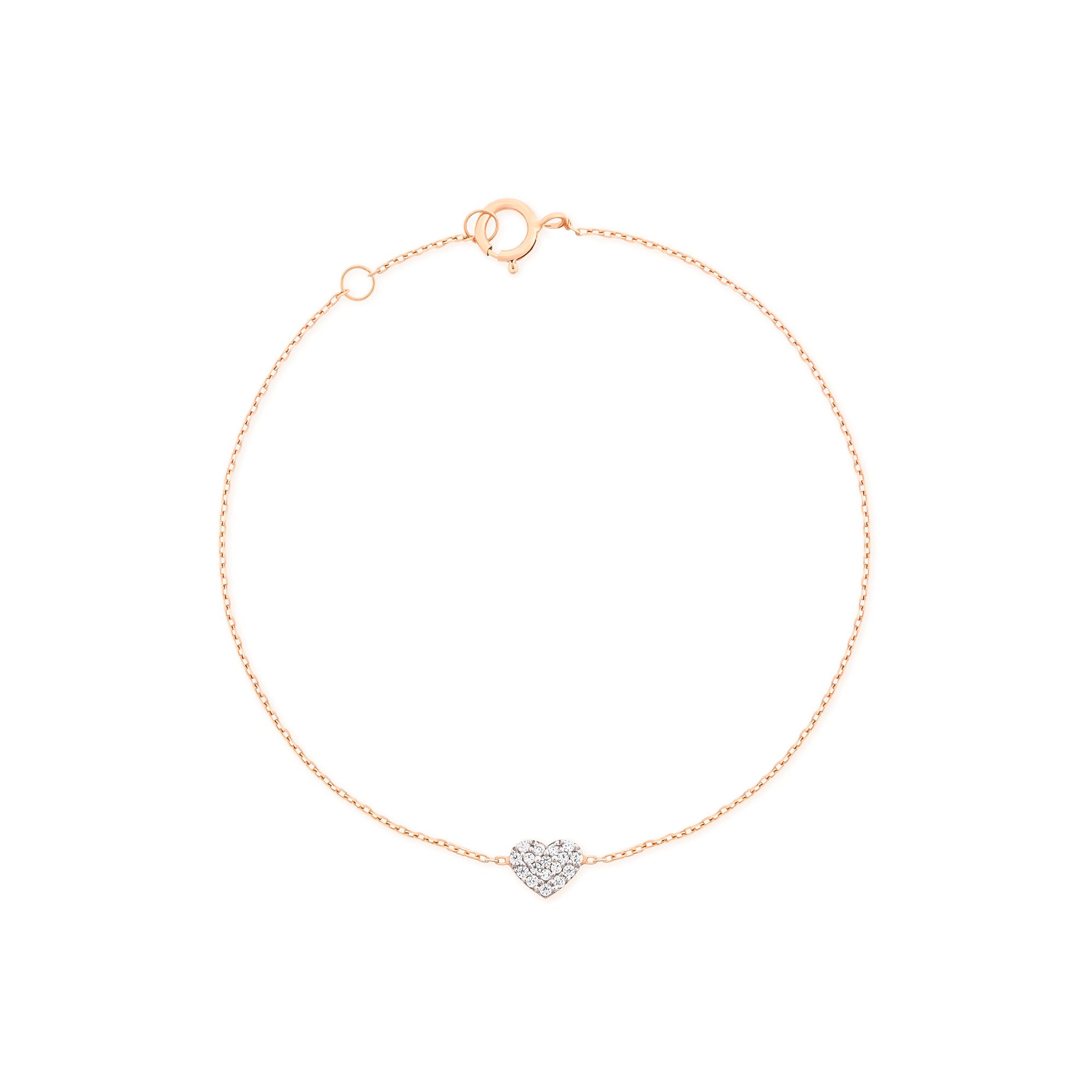 Heart 18K Rose Gold Bracelet w. Diamonds