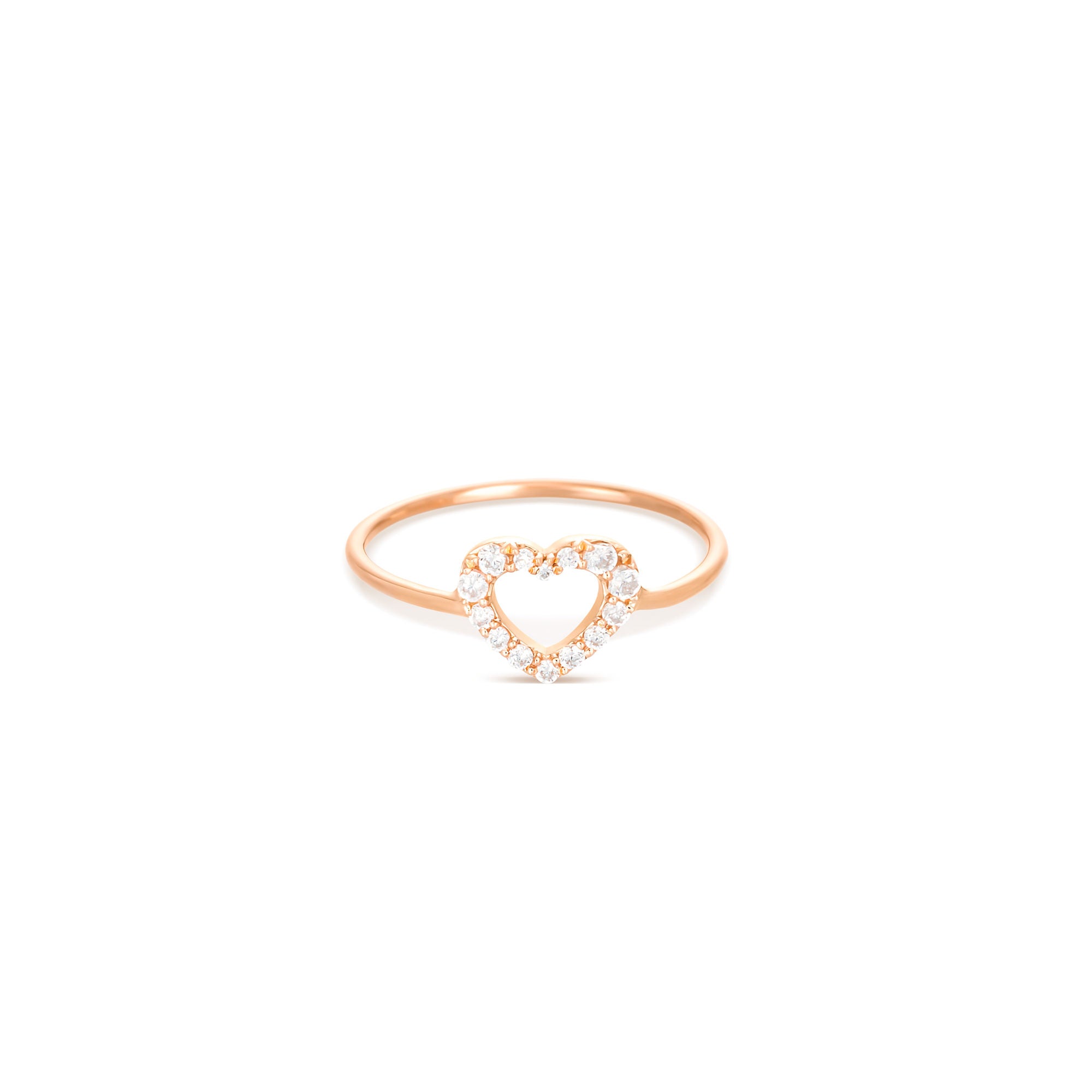 Heart 18K Rose Gold Ring w. Diamonds