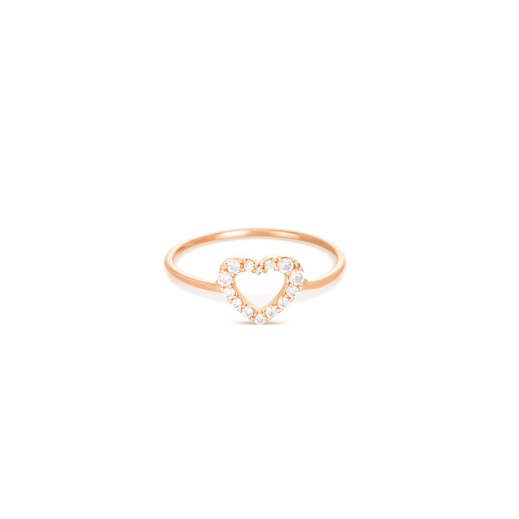 Herz 18K Roségolden Ring w. Diamanten