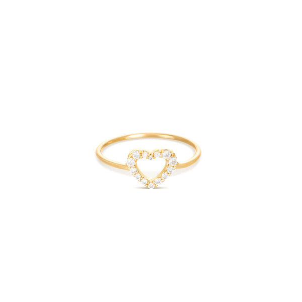 Heart 18K Gold Ring w. Diamonds