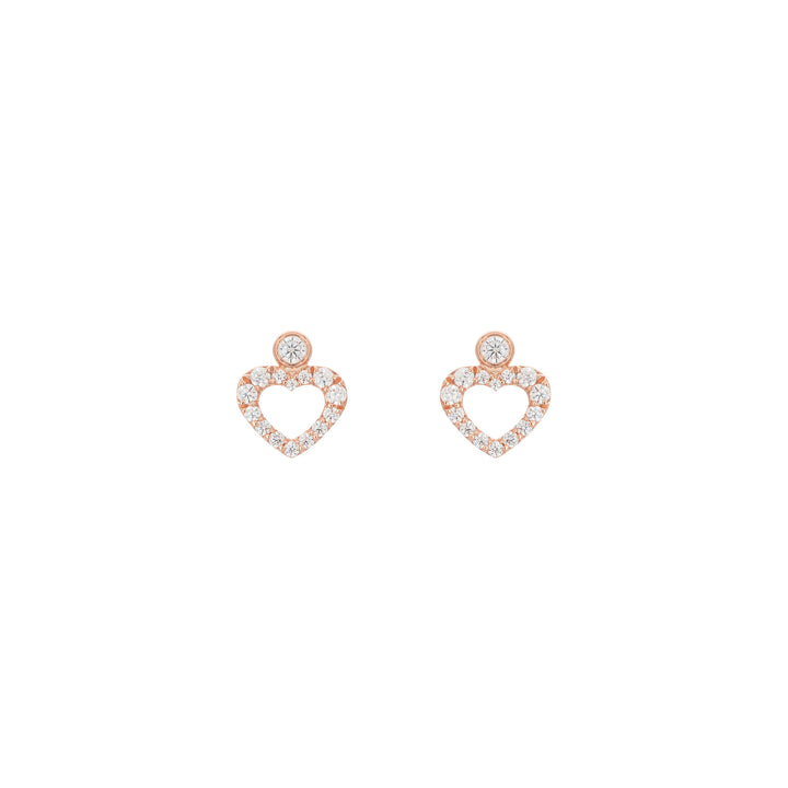 Heart Dot 18K Rose Gold Stud w. Diamonds