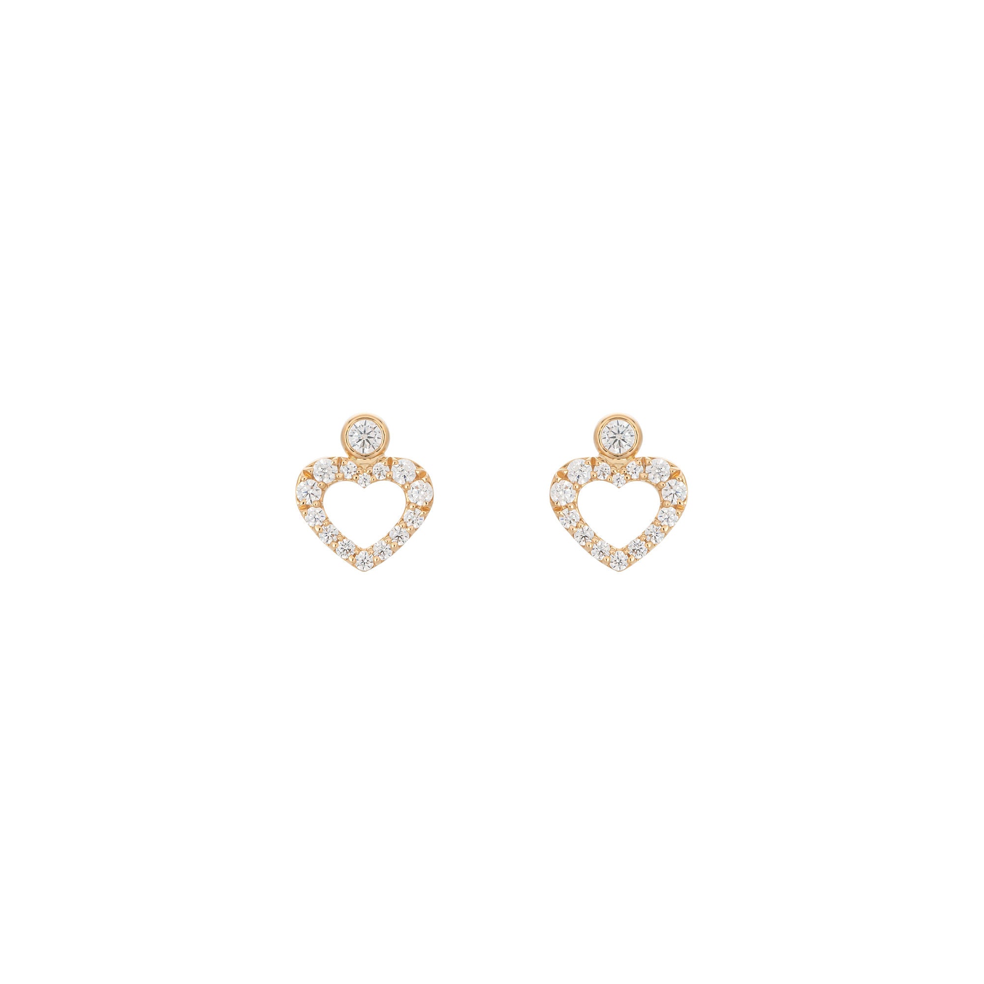 Heart Dot 18K Gold Stud w. Diamonds