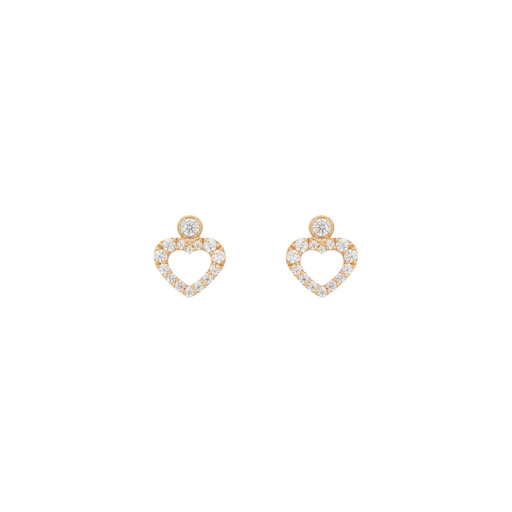 Heart Dot 18K Gold Stud w. Diamonds