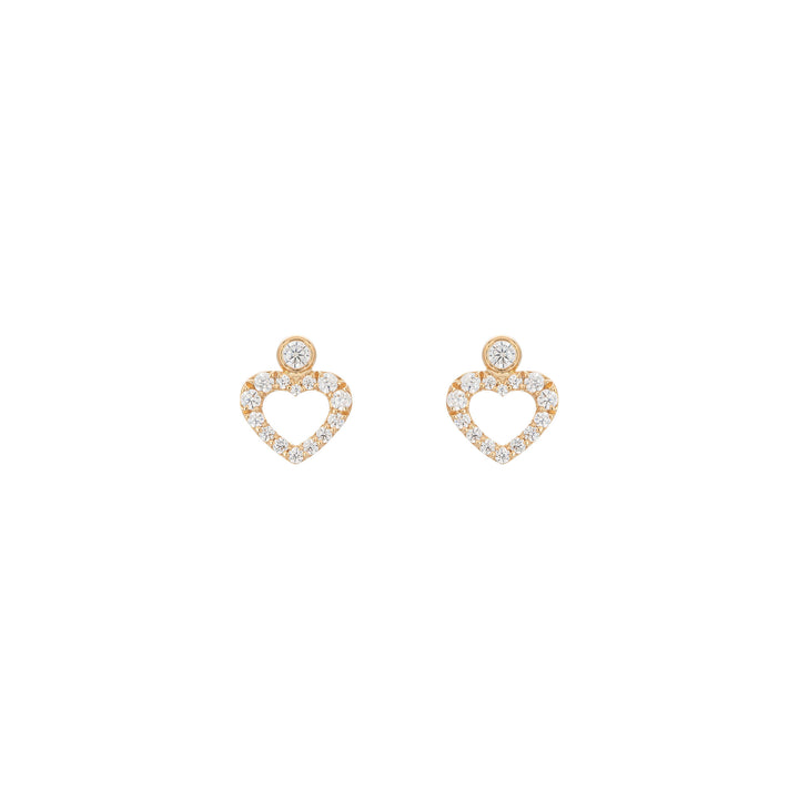 Heart Dot 18K Gold Stud w. Diamonds