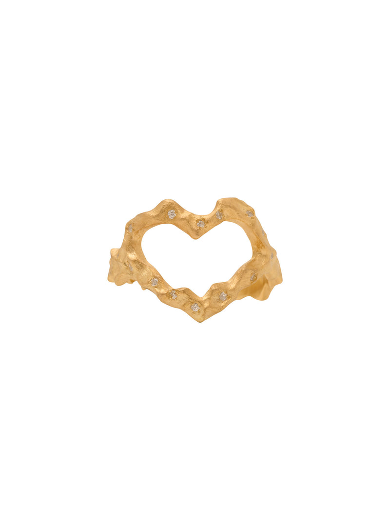 Heart to Heart 18K Gold Ring w. Diamonds