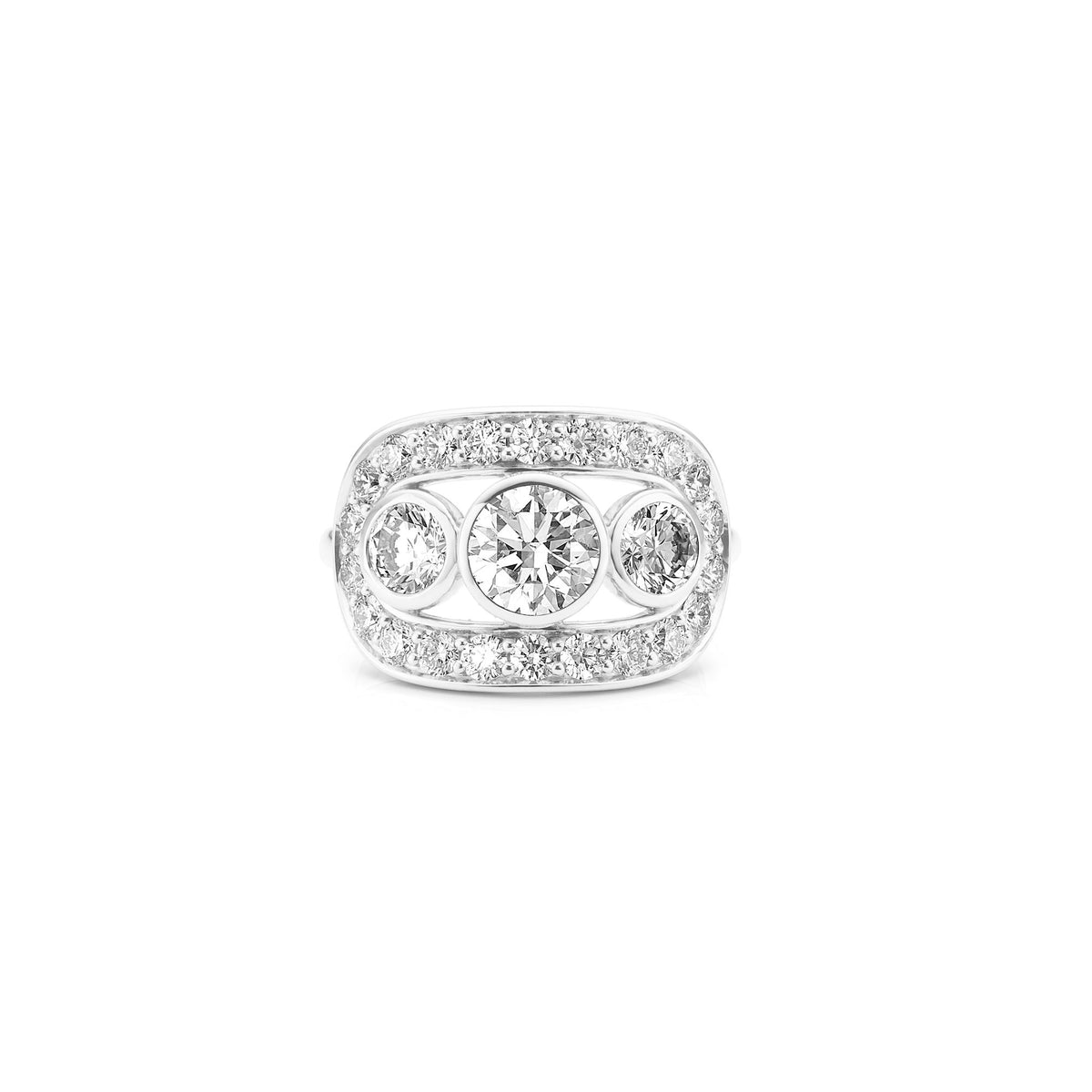 Heritage Trio 18K Whitegold Ring w. Diamonds