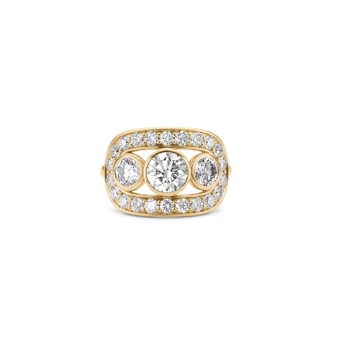 Heritage Trio 18K Gold Ring w. Diamonds