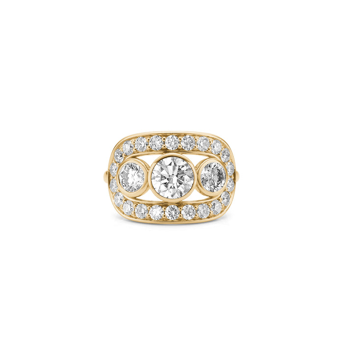 Heritage Trio 18K Gold Ring w. Diamonds