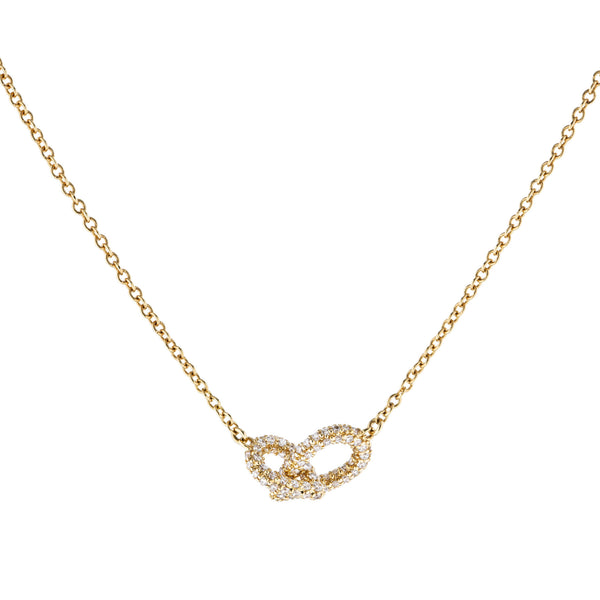 Drop Link Mini 18k Gold Necklace w. Diamonds