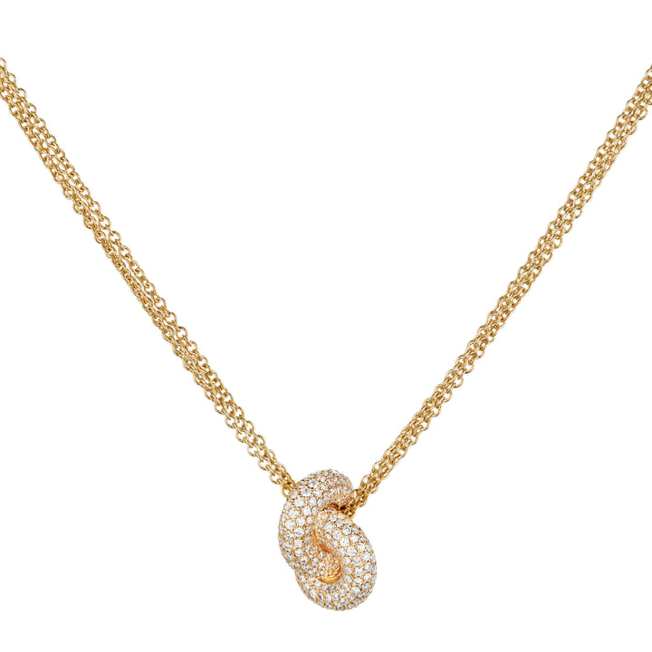 The Legacy Knot Medium 18K Gold Necklace w. Diamonds
