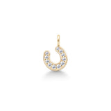 Horseshoe 14K Gold Pendant w. Diamonds