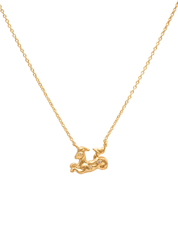 Capricorn 18K Gold Necklace w. Diamonds