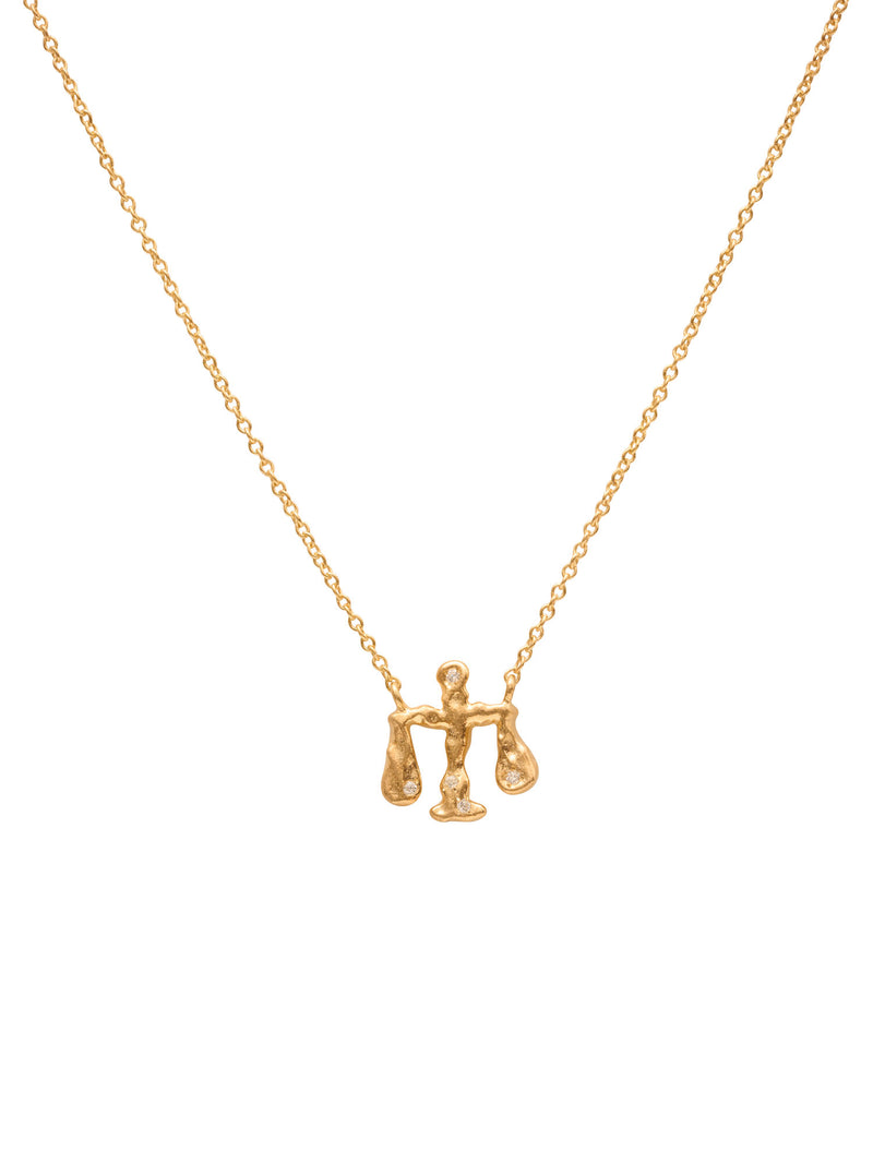 Libra 18K Gold Necklace w. Diamonds