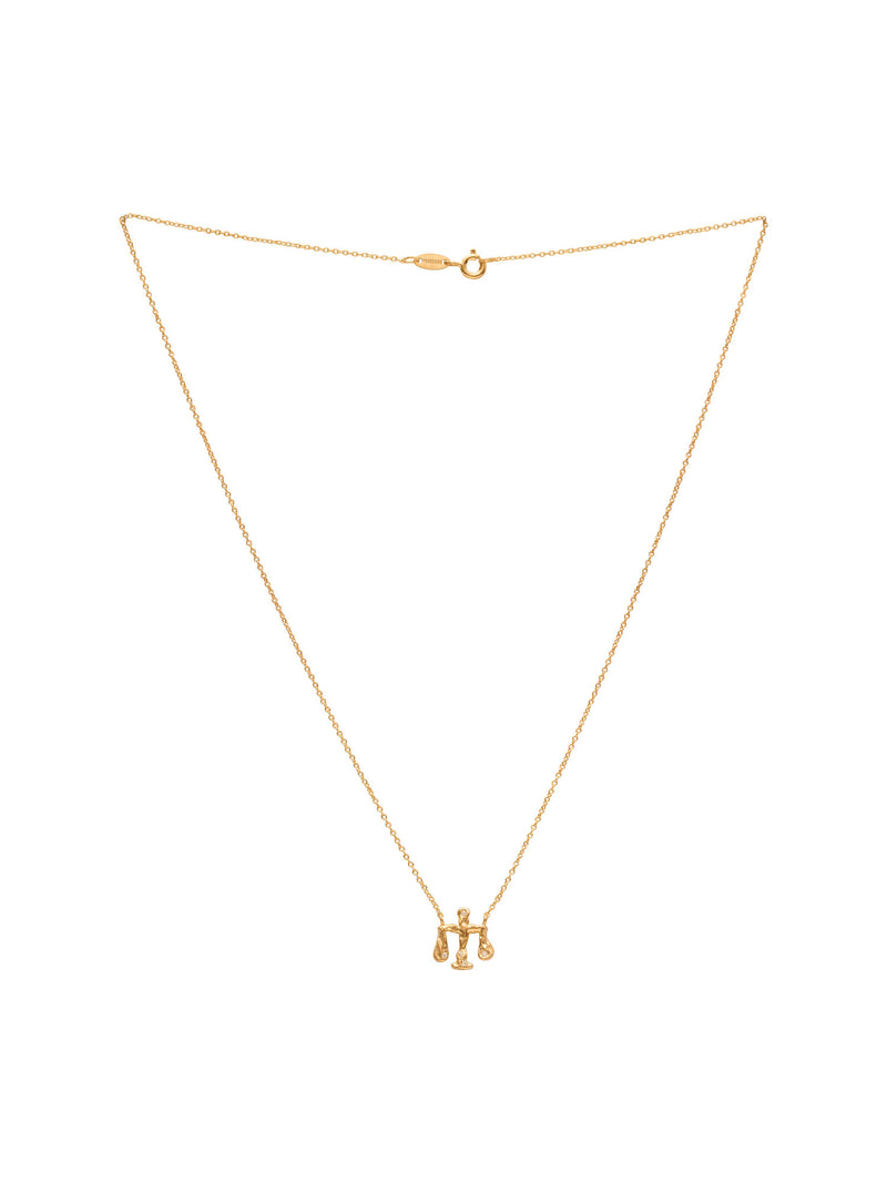 Libra 18K Gold Necklace w. Diamonds