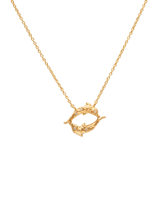 Pisces 18K Gold Necklace w. Diamonds