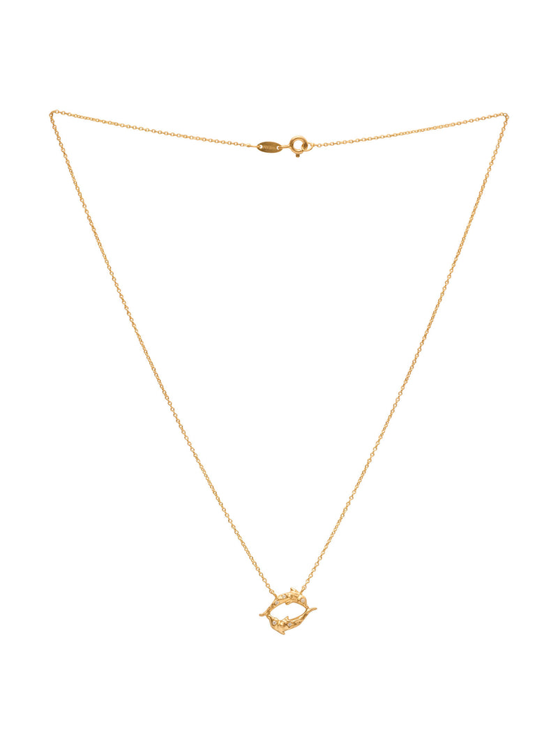 Pisces 18K Gold Necklace w. Diamonds